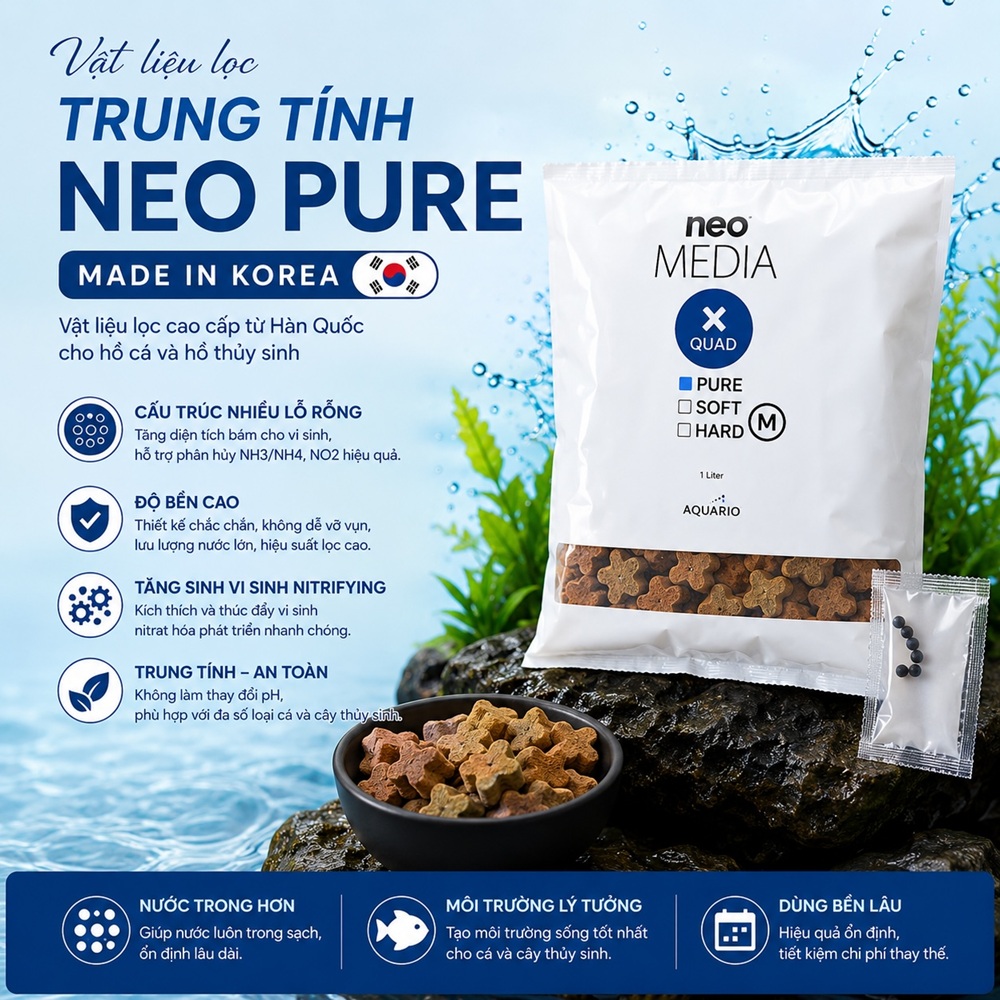 Vật liệu lọc trung tính - Neo Pure Korea (bịch 1Lit)