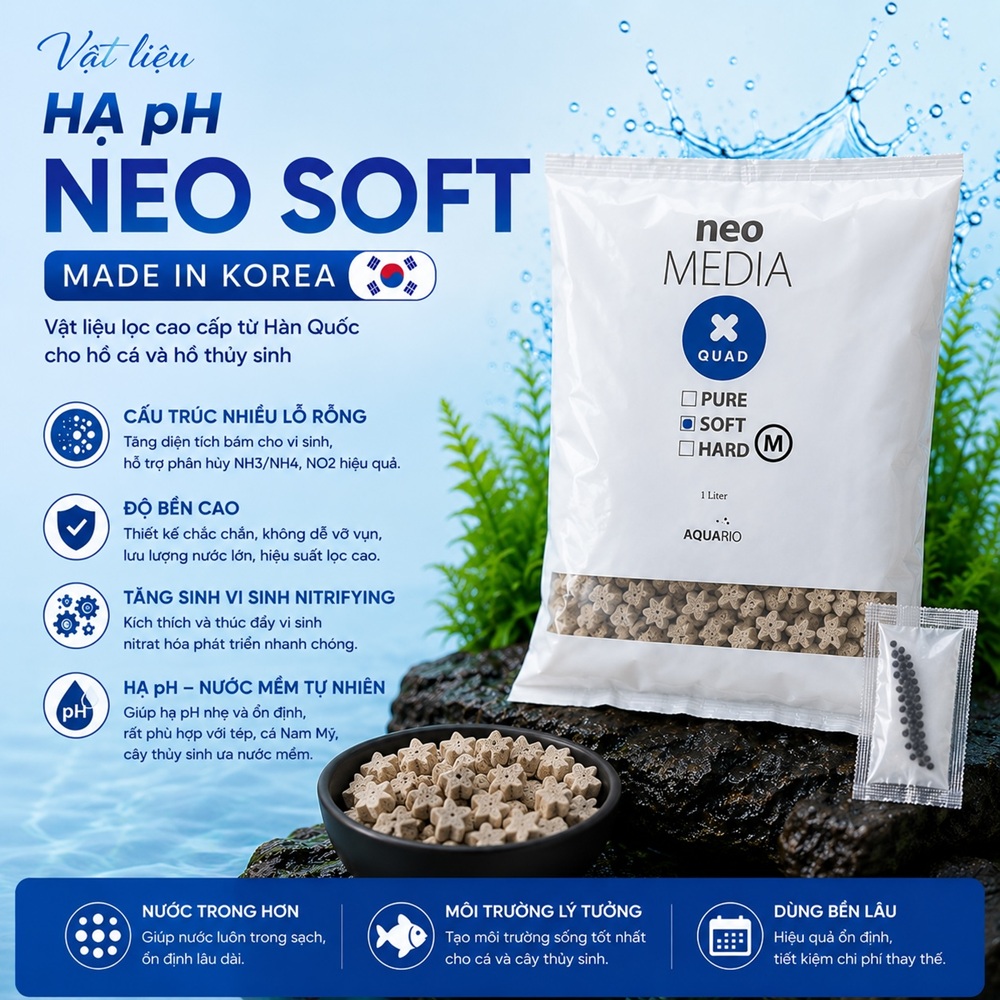 Vật liệu lọc hạ pH  - Neo Soft Korea (bịch 1Lit)